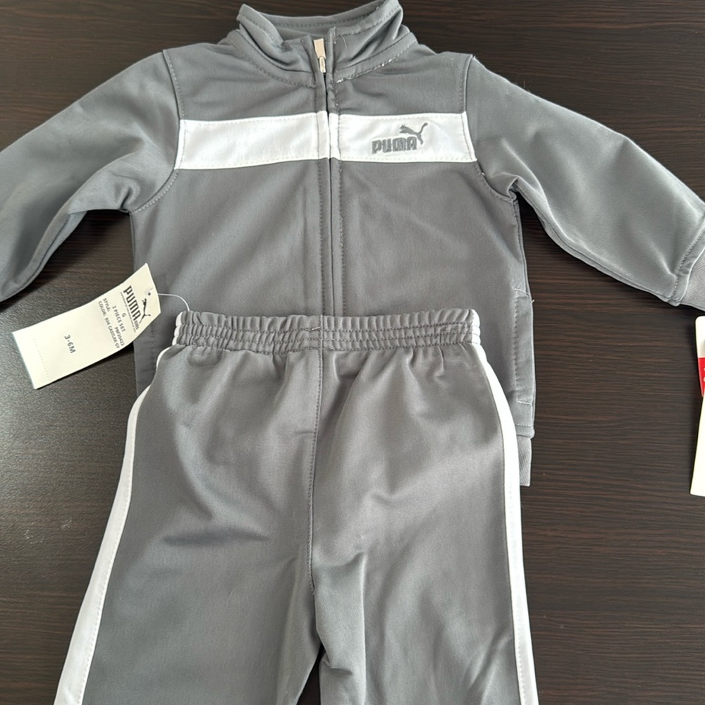 Puma Kids' Gray and White Tracksuit